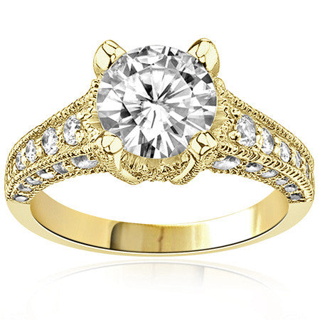 Round Moissanite Antique Engagement Ring