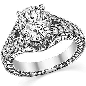 Oval Antique Split Shank Moissanite Engagement Ring