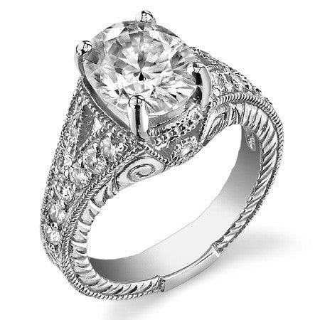 Oval Antique Split Shank Moissanite Engagement Ring