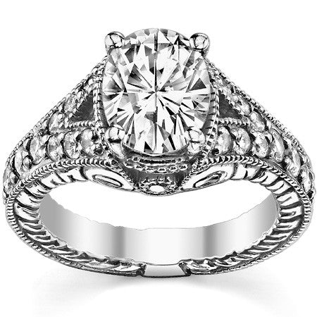 Oval Antique Split Shank Moissanite Engagement Ring