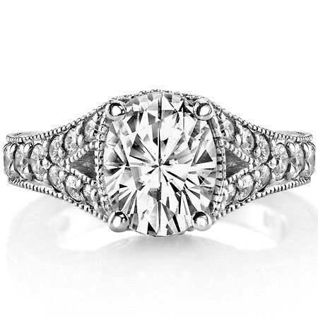 Oval Antique Split Shank Moissanite Engagement Ring