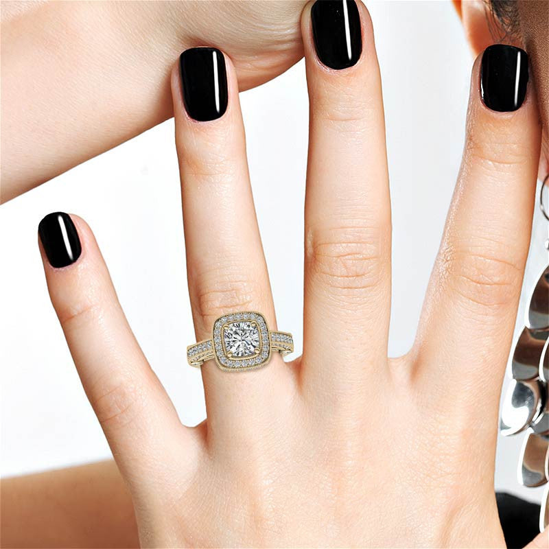Legacy Style Cushion Halo Moissanite Engagement Ring