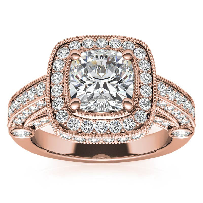 Legacy Style Cushion Halo Moissanite Engagement Ring