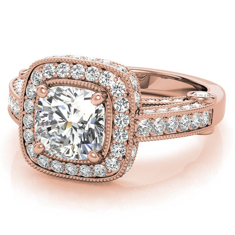 Legacy Style Cushion Halo Moissanite Engagement Ring