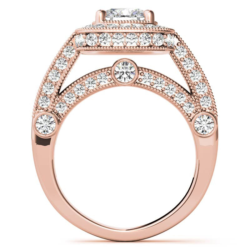 Legacy Style Cushion Halo Moissanite Engagement Ring
