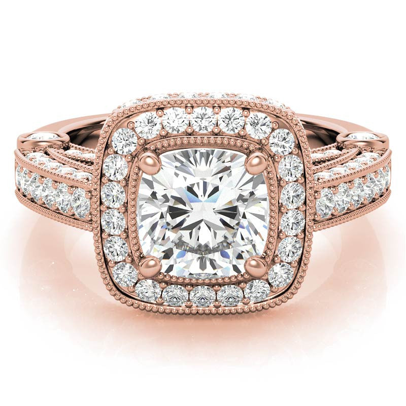 Legacy Style Cushion Halo Moissanite Engagement Ring