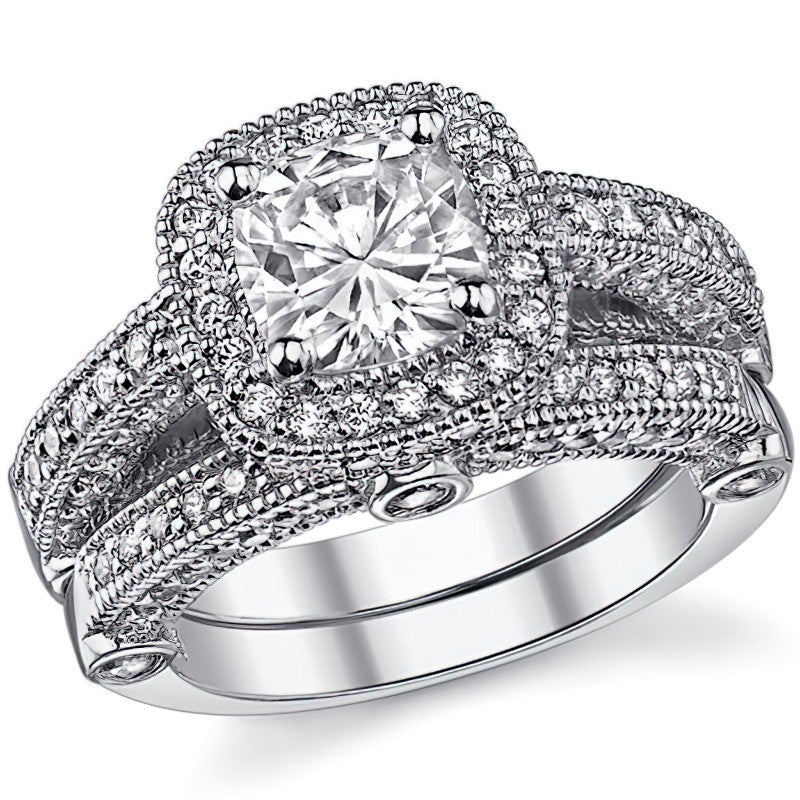 Legacy Style Cushion Halo Moissanite Engagement Ring