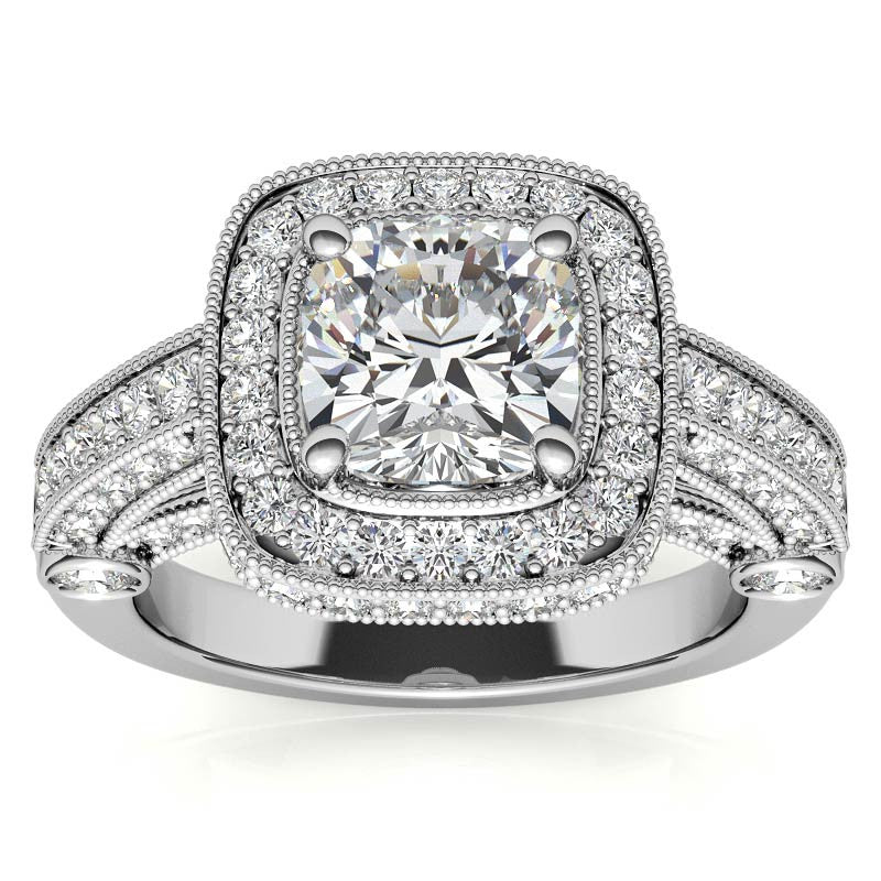 Legacy Style Cushion Halo Moissanite Engagement Ring