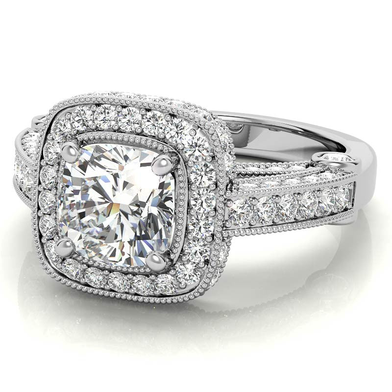 Legacy Style Cushion Halo Moissanite Engagement Ring
