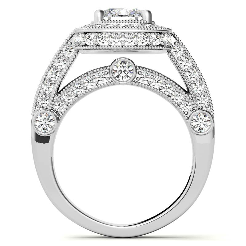 Legacy Style Cushion Halo Moissanite Engagement Ring