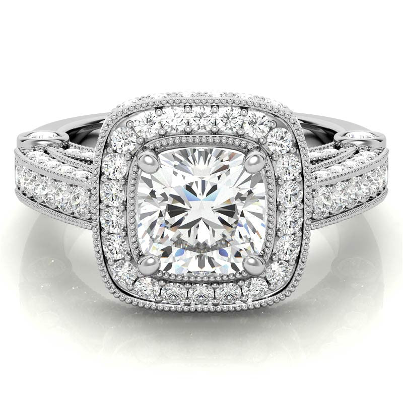 Legacy Style Cushion Halo Moissanite Engagement Ring
