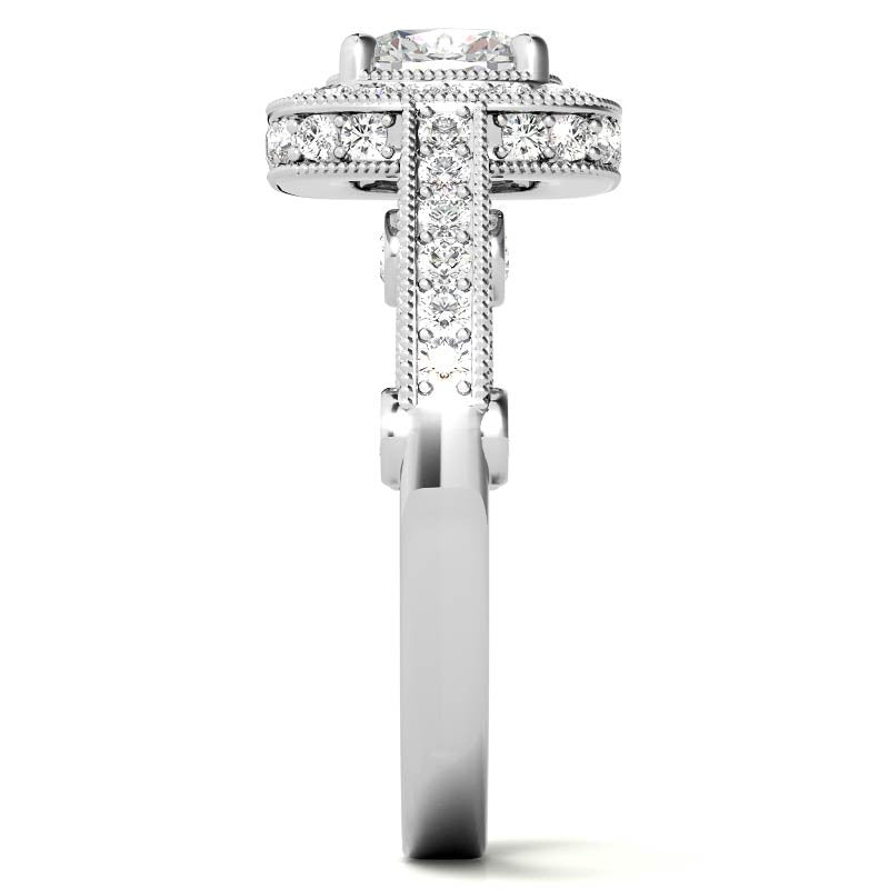 Legacy Style Cushion Halo Moissanite Engagement Ring