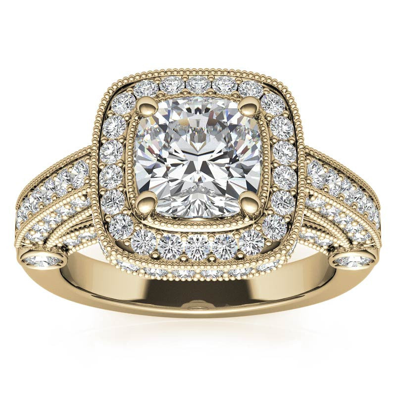 Legacy Style Cushion Halo Moissanite Engagement Ring