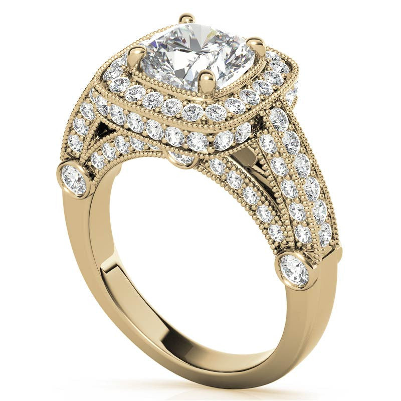 Legacy Style Cushion Halo Moissanite Engagement Ring