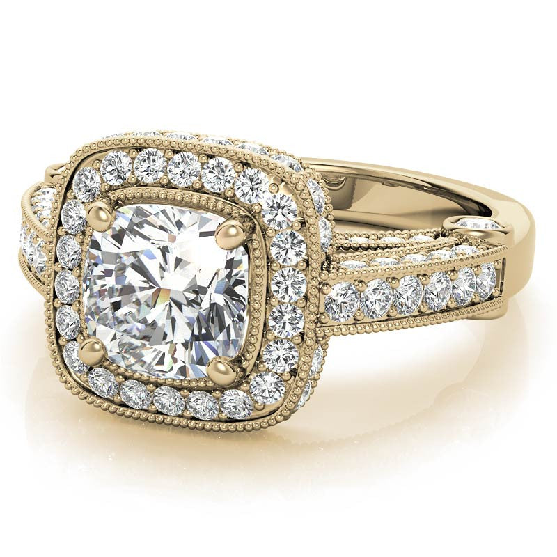 Legacy Style Cushion Halo Moissanite Engagement Ring
