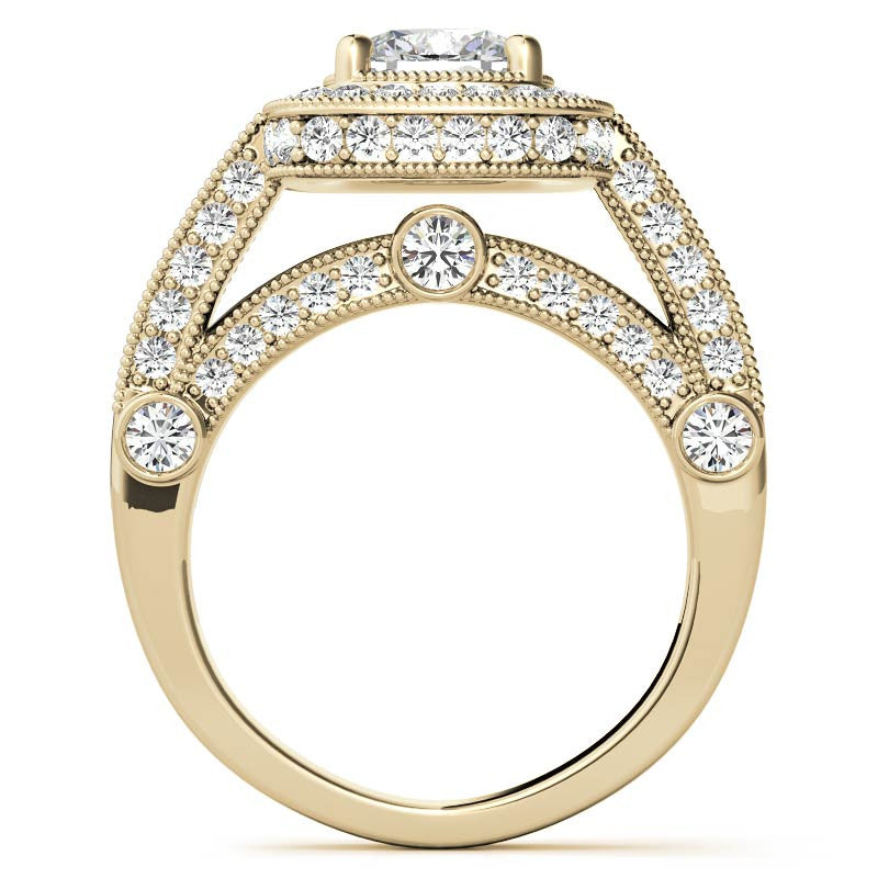 Legacy Style Cushion Halo Moissanite Engagement Ring