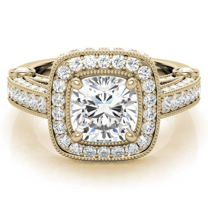 Legacy Style Cushion Halo Moissanite Engagement Ring