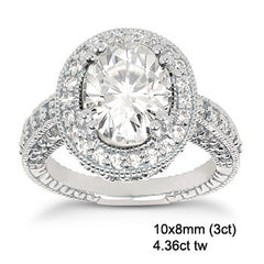 Antique Halo Oval Moissanite Engagement Ring