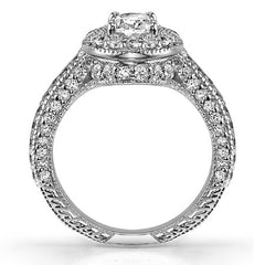 Antique Halo Oval Moissanite Engagement Ring