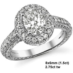 Antique Halo Oval Moissanite Engagement Ring