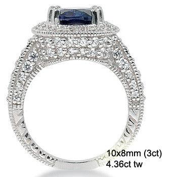Antique Halo Oval Moissanite Engagement Ring