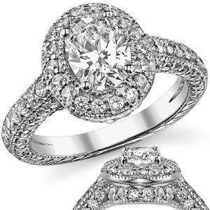 Antique Halo Oval Moissanite Engagement Ring