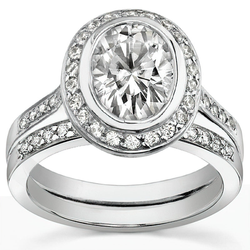 Oval Legacy Halo Moissanite Engagement Ring