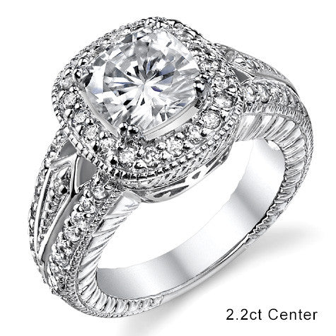 Cushion Halo Moissanite Engagement Ring