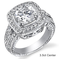 Cushion Halo Moissanite Engagement Ring