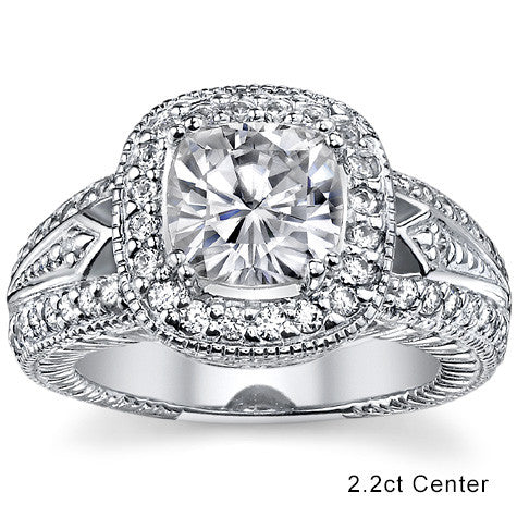 Cushion Halo Moissanite Engagement Ring