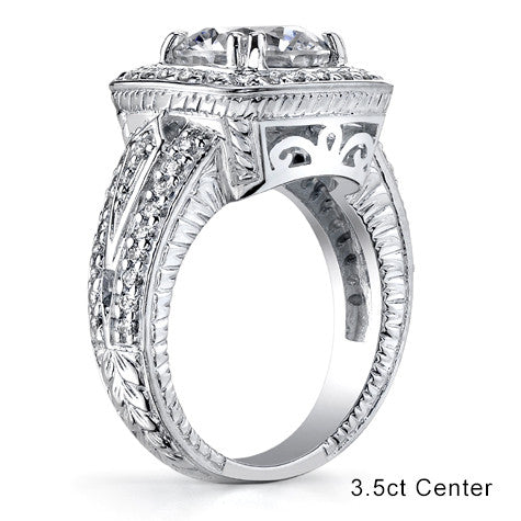 Cushion Halo Moissanite Engagement Ring