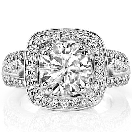 Cushion Halo Moissanite Engagement Ring