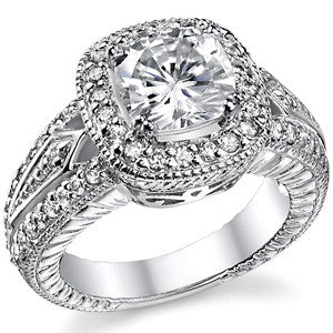 Cushion Halo Moissanite Engagement Ring