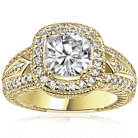 Cushion Halo Moissanite Engagement Ring