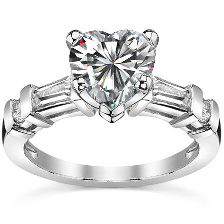 Round & Baguette Moissanite Engagement Ring Setting 0.5ct