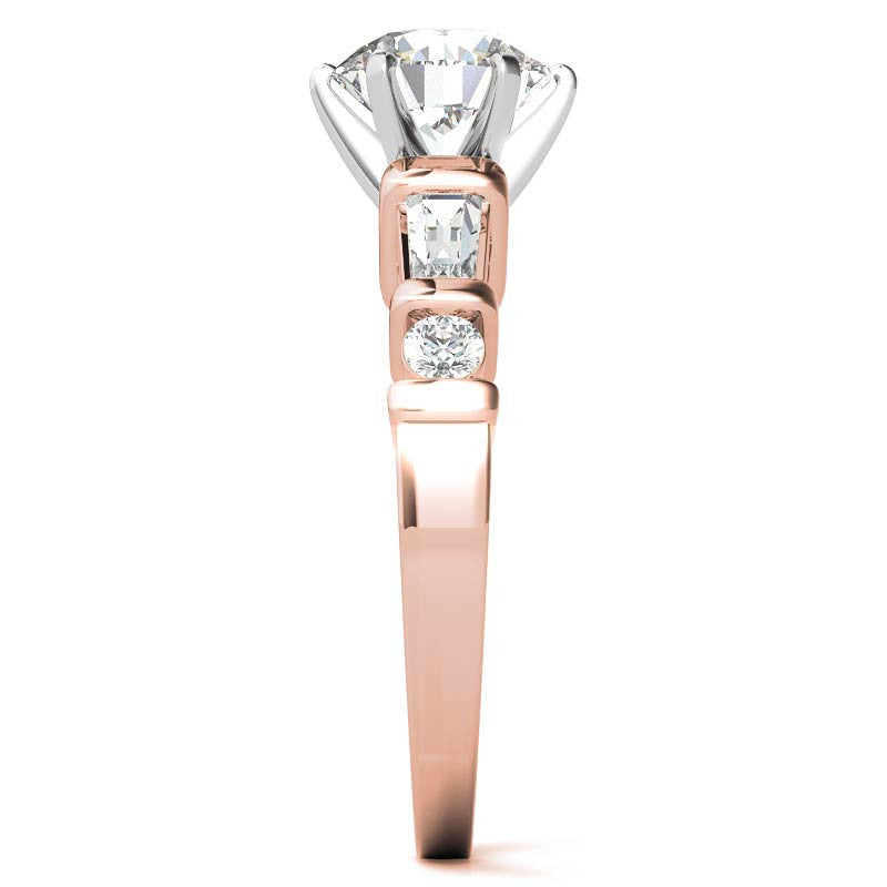Round & Baguette Moissanite Engagement Ring Setting 0.5ct