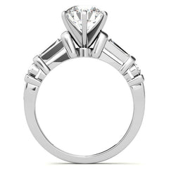 Round & Baguette Moissanite Engagement Ring Setting 0.5ct