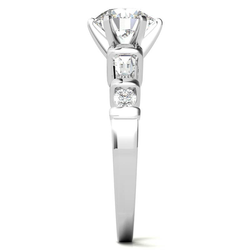 Round & Baguette Moissanite Engagement Ring Setting 0.5ct