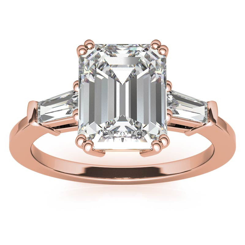 Radiant/Emerald & Baguette Moissanite Engagement Ring