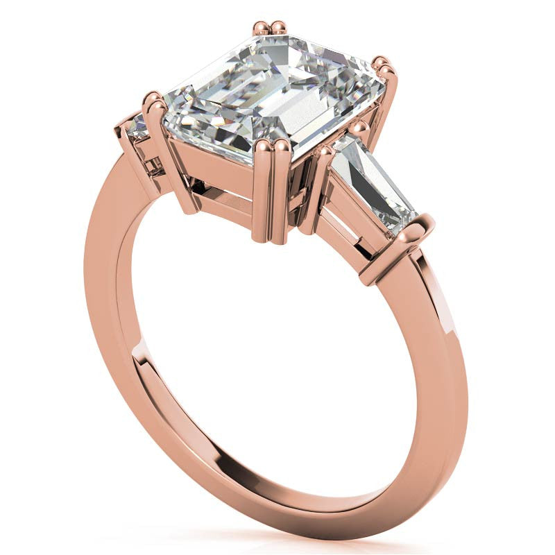 Radiant/Emerald & Baguette Moissanite Engagement Ring