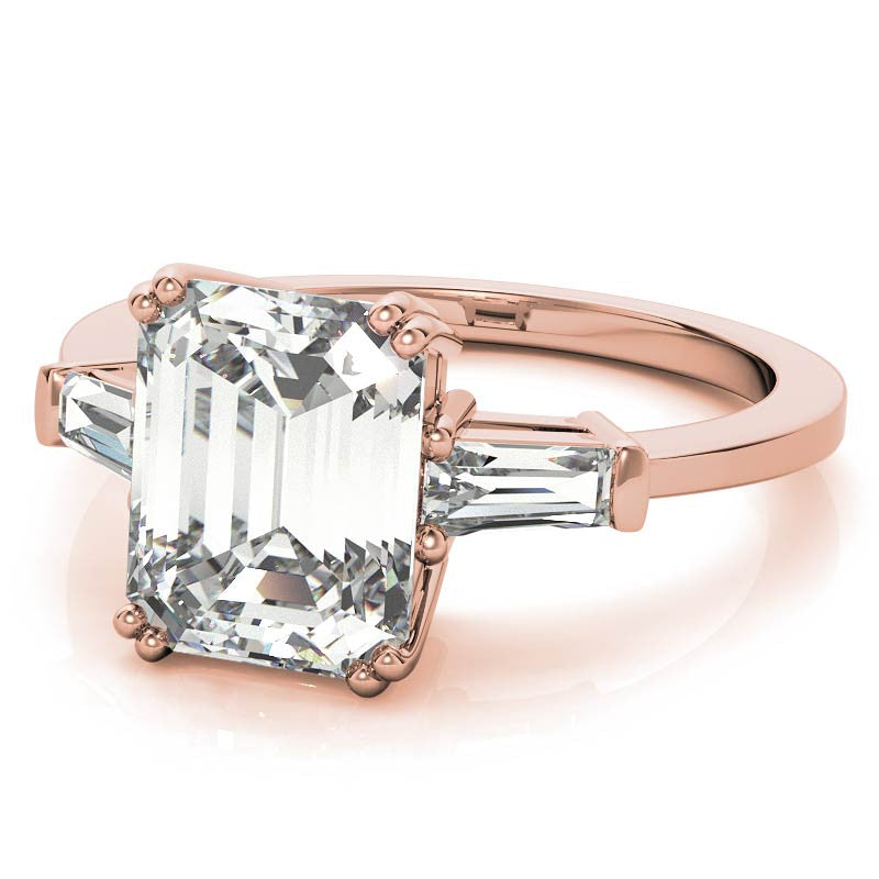 Radiant/Emerald & Baguette Moissanite Engagement Ring