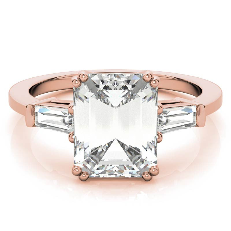 Radiant/Emerald & Baguette Moissanite Engagement Ring