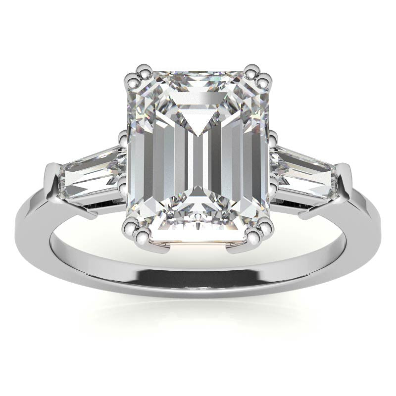 Radiant/Emerald & Baguette Moissanite Engagement Ring