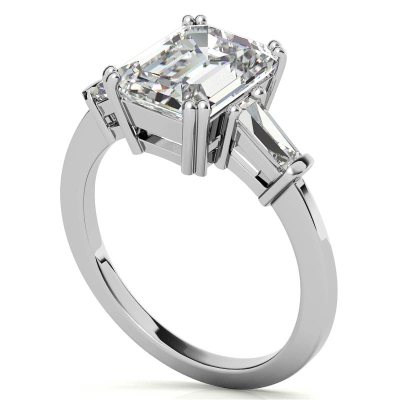 Radiant/Emerald & Baguette Moissanite Engagement Ring