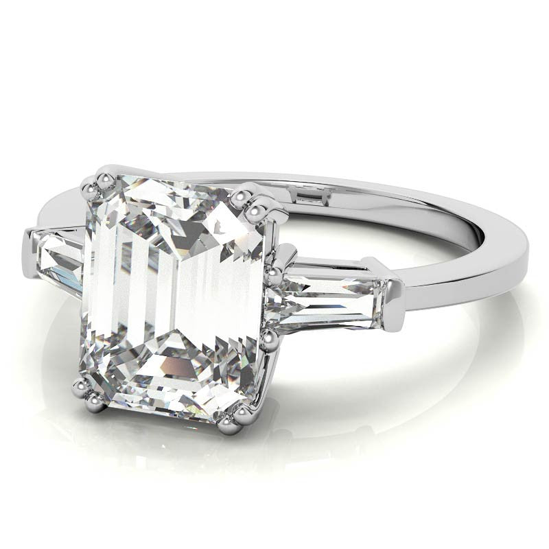 Radiant/Emerald & Baguette Moissanite Engagement Ring