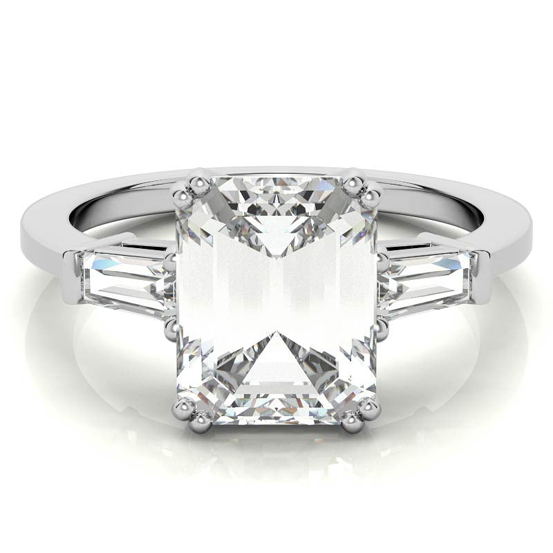 Radiant/Emerald & Baguette Moissanite Engagement Ring