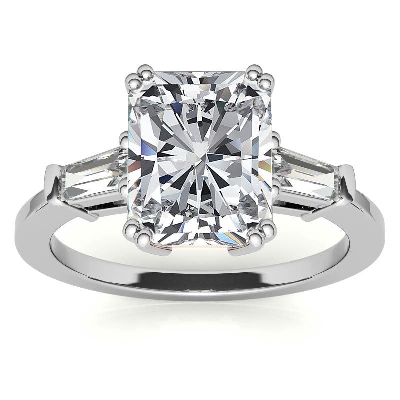 Radiant/Emerald & Baguette Moissanite Engagement Ring