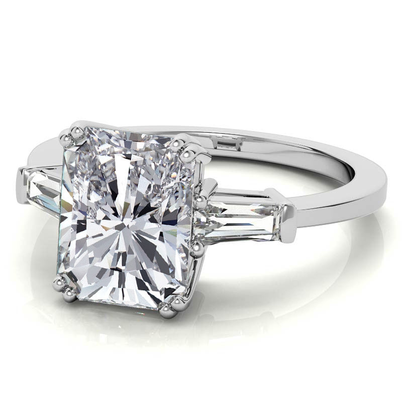 Radiant/Emerald & Baguette Moissanite Engagement Ring