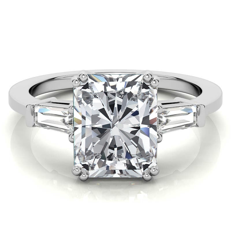 Radiant/Emerald & Baguette Moissanite Engagement Ring