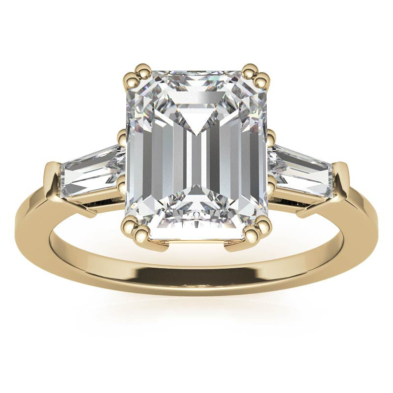 Radiant/Emerald & Baguette Moissanite Engagement Ring